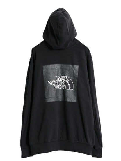 ノースフェイス 両面 プリント スウェット フード パーカー メンズ XL The North Face アウトドア トレーナー プルオーバー 薄手 ブラック