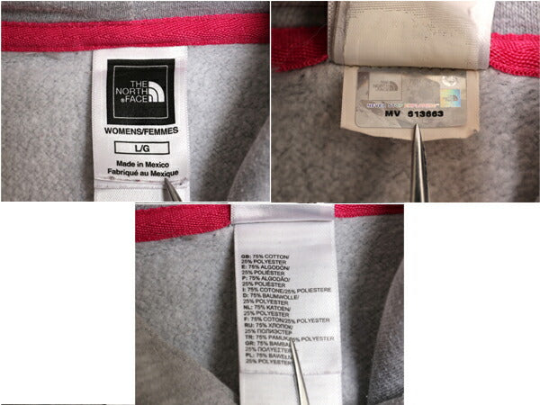 ノースフェイス プリント スウェット フード パーカー レディース L / The North Face プルオーバー 裏起毛 トレーナー アウトドア グレー