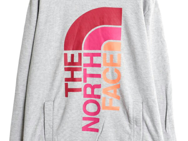 ノースフェイス プリント スウェット フード パーカー レディース L / The North Face プルオーバー 裏起毛 トレーナー アウトドア グレー