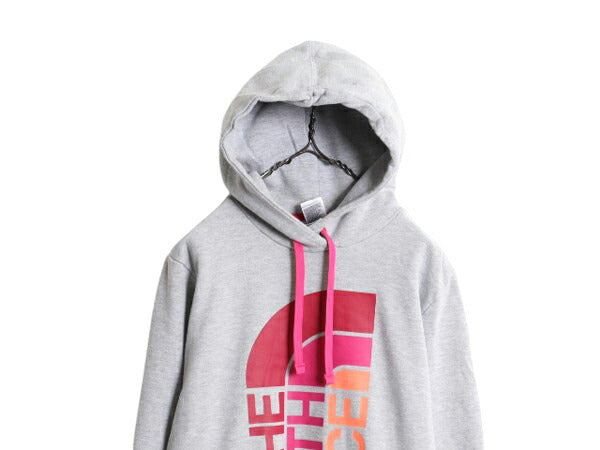 ノースフェイス プリント スウェット フード パーカー レディース L / The North Face プルオーバー 裏起毛 トレーナー アウトドア グレー