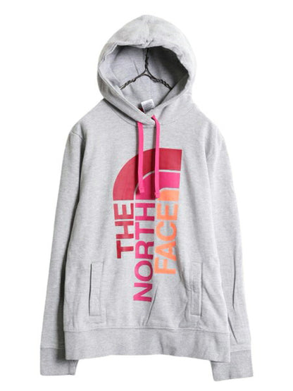 ノースフェイス プリント スウェット フード パーカー レディース L / The North Face プルオーバー 裏起毛 トレーナー アウトドア グレー