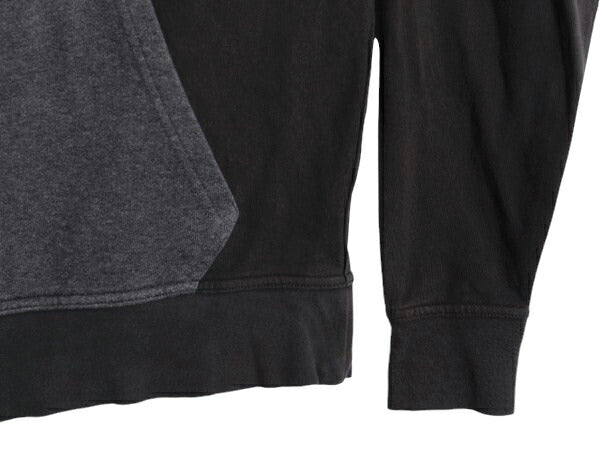 ノースフェイス プリント スウェット フード パーカー メンズ М 程 古着 The North Face トレーナー プルオーバー 裏起毛 ツートン 黒 灰