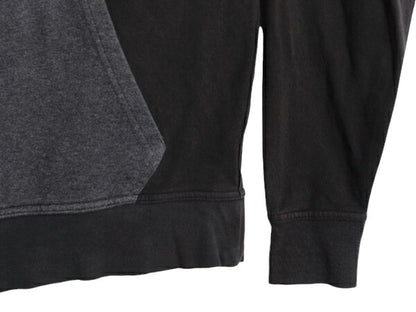 ノースフェイス プリント スウェット フード パーカー メンズ М 程 古着 The North Face トレーナー プルオーバー 裏起毛 ツートン 黒 灰