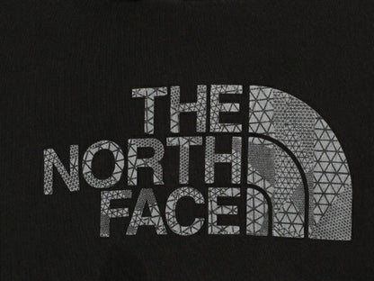 ノースフェイス プリント スウェット フード パーカー メンズ М 程 古着 The North Face トレーナー プルオーバー 裏起毛 ツートン 黒 灰