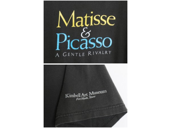 90s マティス ピカソ プリント Tシャツ メンズ レディース S 小さめ オールド 偉人 絵画 アート ミュージアム ヘビーウェイト コットン 黒