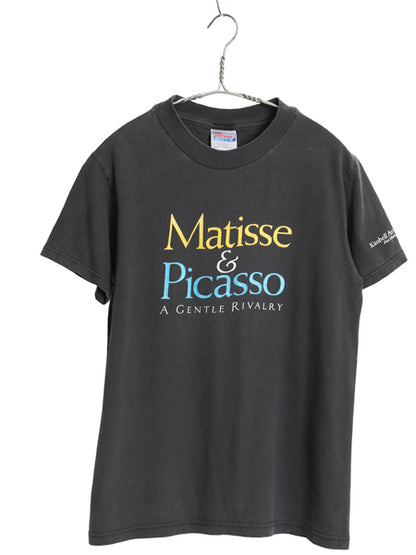 90s マティス ピカソ プリント Tシャツ メンズ レディース S 小さめ オールド 偉人 絵画 アート ミュージアム ヘビーウェイト コットン 黒