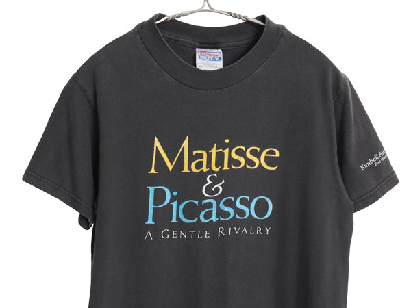 90s マティス ピカソ プリント Tシャツ メンズ レディース S 小さめ オールド 偉人 絵画 アート ミュージアム ヘビーウェイト コットン 黒