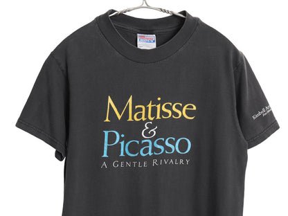 90s マティス ピカソ プリント Tシャツ メンズ レディース S 小さめ オールド 偉人 絵画 アート ミュージアム ヘビーウェイト コットン 黒