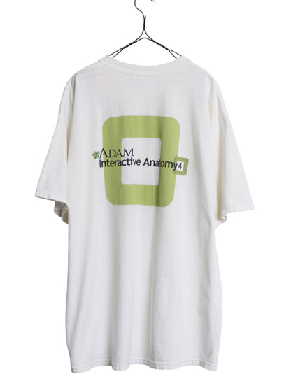 00s ★ 解剖図 フロイト メッセージ プリント Tシャツ メンズ XL / 古着 オールド アート 企業物 イラスト グラフィック 人体図 スカル 白