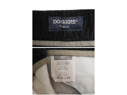 00s ドッカーズ リーバイス 細畝 コーデュロイ パンツ メンズ 34 30 / 古着 オールド スラックス ストレート ツータック ストレッチ コーズ