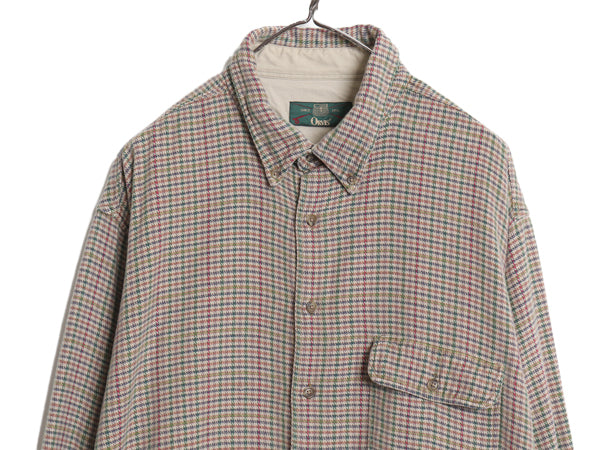 90s オービス チェック ボタンダウン 長袖 フランネル シャツ メンズ XL オールド 旧タグ アウトドア 長袖シャツ ネルシャツ 大きいサイズ