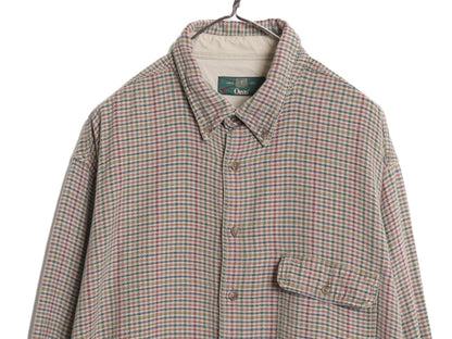 90s オービス チェック ボタンダウン 長袖 フランネル シャツ メンズ XL オールド 旧タグ アウトドア 長袖シャツ ネルシャツ 大きいサイズ