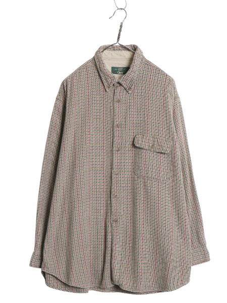 90s オービス チェック ボタンダウン 長袖 フランネル シャツ メンズ XL オールド 旧タグ アウトドア 長袖シャツ ネルシャツ 大きいサイズ