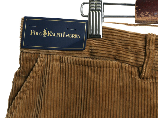 デッドストック 90s ポロ ラルフローレン 太畝 コーデュロイ パンツ メンズ 36 30 / オールド ストレート ノータック アーミー タイプ 茶
