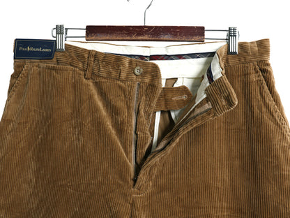 デッドストック 90s ポロ ラルフローレン 太畝 コーデュロイ パンツ メンズ 36 30 / オールド ストレート ノータック アーミー タイプ 茶