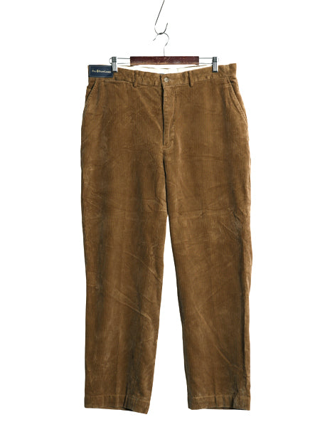 デッドストック 90s ポロ ラルフローレン 太畝 コーデュロイ パンツ メンズ 36 30 / オールド ストレート ノータック アーミー タイプ 茶