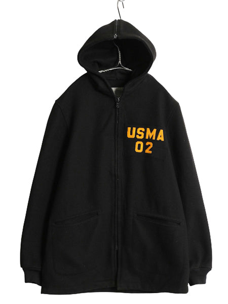 00s ★ 米軍実物 USMA カデット コート メンズ M / 古着 オールド ミリタリー 軍物 陸軍 WEST POINT フード ジャケット メルトン ウール 黒