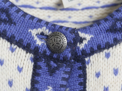 エルエルビーン ノルディック ニット カーディガン レディース S / アウトドア ラム ウール セーター 前開き 羽織り バーズアイ 総柄 丸首