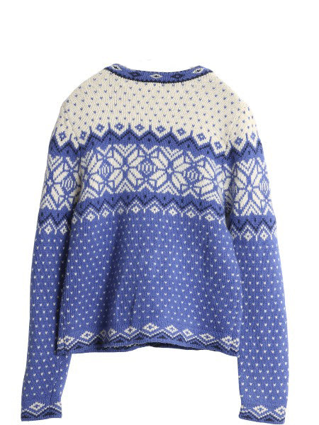 エルエルビーン ノルディック ニット カーディガン レディース S / アウトドア ラム ウール セーター 前開き 羽織り バーズアイ 総柄 丸首