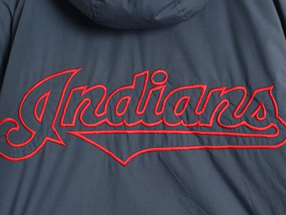 90s インディアンズ 中綿 ナイロン ベンチ コート メンズ L / オールド MLB オフィシャル ジャケット スタジャン ブルゾン 大リーグ 当時物
