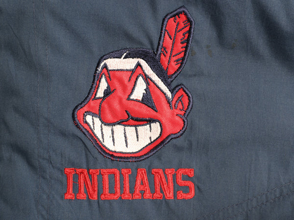 90s インディアンズ 中綿 ナイロン ベンチ コート メンズ L / オールド MLB オフィシャル ジャケット スタジャン ブルゾン 大リーグ 当時物