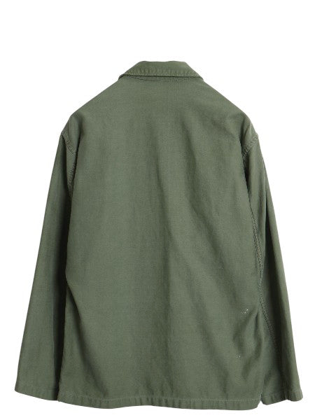 60s 米軍実物 US ARMY コットン サテン ユーティリティ シャツ M 程 古着 ヴィンテージ 1st 初期 筒袖 ミリタリー 軍物 OG107 ワッペン付き