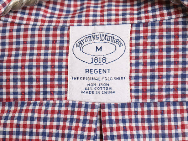 ブルックスブラザーズ ギンガムチェック 長袖 ボタンダウン シャツ メンズ M REGENT コットン 織柄 ワイシャツ ポケット付き ノーアイロン