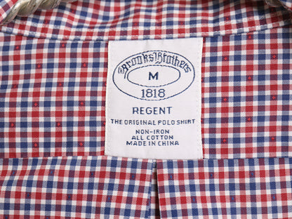 ブルックスブラザーズ ギンガムチェック 長袖 ボタンダウン シャツ メンズ M REGENT コットン 織柄 ワイシャツ ポケット付き ノーアイロン