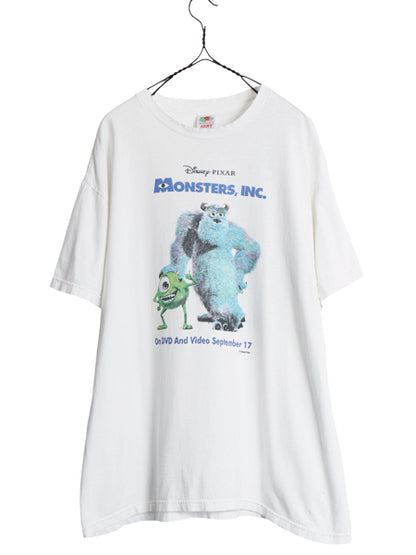 00s ★ モンスターズインク キャラクター イラスト プリント Tシャツ メンズ XL / オールド オフィシャル 当時物 ムービー 映画 アニメ 白
