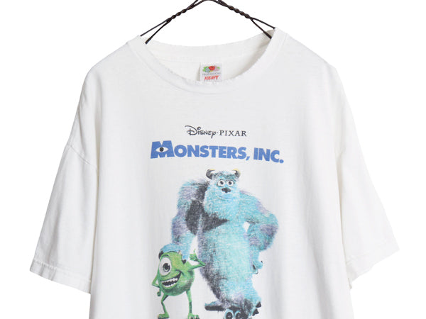 00s ★ モンスターズインク キャラクター イラスト プリント Tシャツ メンズ XL / オールド オフィシャル 当時物 ムービー 映画 アニメ 白