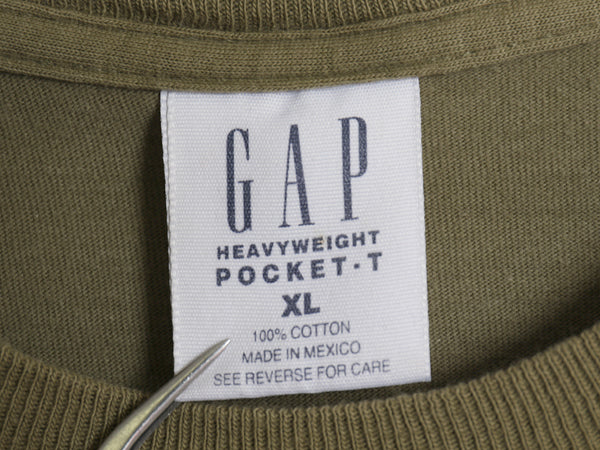 00s オールド ギャップ ポケット付き 無地 半袖 Tシャツ メンズ XL / 古着 ヘビーウェイト コットン ポケT カーキ グリーン 大きいサイズ