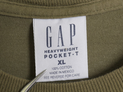 00s オールド ギャップ ポケット付き 無地 半袖 Tシャツ メンズ XL / 古着 ヘビーウェイト コットン ポケT カーキ グリーン 大きいサイズ