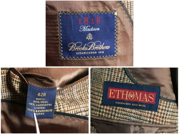 ブルックスブラザーズ テーラード ジャケット メンズ XL 程/ 古着 ウール カシミヤ ブレザー チェック 大きいサイズ マルチカラー トラッド