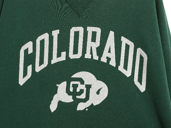 90s USA製 ラッセル 2段 カレッジ プリント スウェット メンズ レディース XL / オールド トレーナー 裏起毛 クルーネック 大きいサイズ 緑