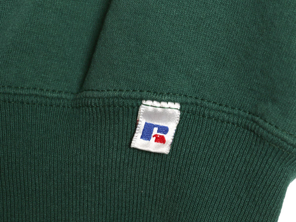 90s USA製 ラッセル 2段 カレッジ プリント スウェット メンズ レディース XL / オールド トレーナー 裏起毛 クルーネック 大きいサイズ 緑