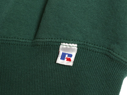 90s USA製 ラッセル 2段 カレッジ プリント スウェット メンズ レディース XL / オールド トレーナー 裏起毛 クルーネック 大きいサイズ 緑