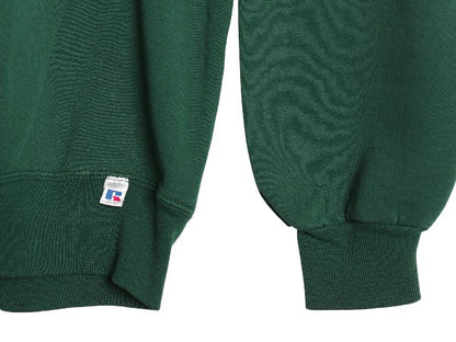 90s USA製 ラッセル 2段 カレッジ プリント スウェット メンズ レディース XL / オールド トレーナー 裏起毛 クルーネック 大きいサイズ 緑