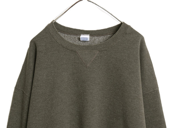 90s ラッセル 無地 スウェット メンズ レディース XXL オールド トレーナー 前V ワンポイント ブランク クルーネック 裏起毛 大きいサイズ