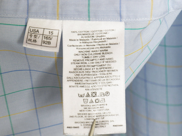 ブルックスブラザーズ チェック 長袖 ボタンダウン シャツ メンズ M 程 / 長袖シャツ コットン ノーアイロン ワイシャツ ポケット付き 細身
