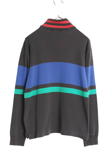 90's ジェイクルー タートルネック ボーダー 長袖 Tシャツ メンズ S 旧タグ オールド ロンT ストレッチ コットン ハイネック カットソー 黒