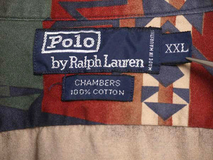 90s ポロ ラルフローレン ネイティブ柄 長袖 シャツ メンズ XXL / オールド コットン カジュアル 総柄 ボックス マルチカラー 大きいサイズ