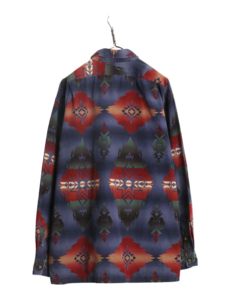 90s ポロ ラルフローレン ネイティブ柄 長袖 シャツ メンズ XXL / オールド コットン カジュアル 総柄 ボックス マルチカラー 大きいサイズ