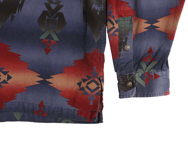 90s ポロ ラルフローレン ネイティブ柄 長袖 シャツ メンズ XXL / オールド コットン カジュアル 総柄 ボックス マルチカラー 大きいサイズ