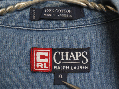 90s チャップス ラルフローレン 長袖 ボタンダウン デニム シャツ メンズ XL / 古着 オールド ポロ 長袖シャツ 大きいサイズ ワンポイント