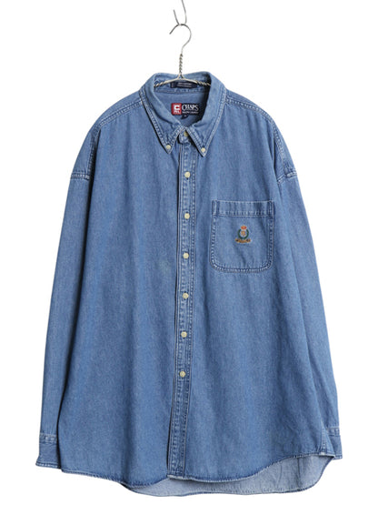 90s チャップス ラルフローレン 長袖 ボタンダウン デニム シャツ メンズ XL / 古着 オールド ポロ 長袖シャツ 大きいサイズ ワンポイント