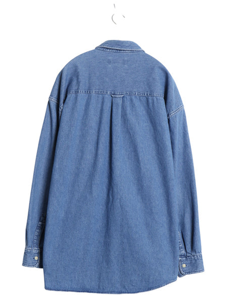 90s チャップス ラルフローレン 長袖 ボタンダウン デニム シャツ メンズ XL / 古着 オールド ポロ 長袖シャツ 大きいサイズ ワンポイント
