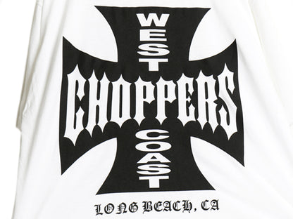 デッドストック 90s ★ WEST COAST CHOPPERS アイアンクロス ロゴ プリント Tシャツ メンズ L / オールド 初期 バイク チョッパー anvil 白
