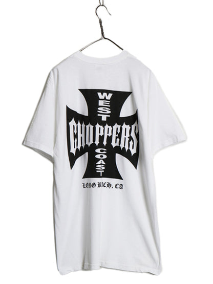 デッドストック 90s ★ WEST COAST CHOPPERS アイアンクロス ロゴ プリント Tシャツ メンズ L / オールド 初期 バイク チョッパー anvil 白