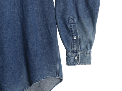 90s ラルフローレン ボタンダウン 長袖 デニム シャツ メンズ XL / オールド ポロ 長袖シャツ ワンポイント 大きいサイズ カジュアル 濃紺