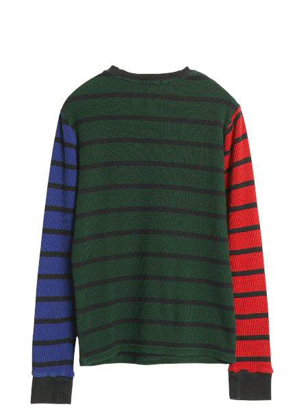 ポロ ラルフローレン ボーダー 長袖 サーマル Tシャツ キッズ XL メンズ S 程/ ロンT インナー ワッフル マルチカラー クレイジー パターン